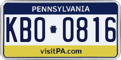 PA license plate KBO0816