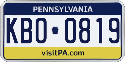 PA license plate KBO0819