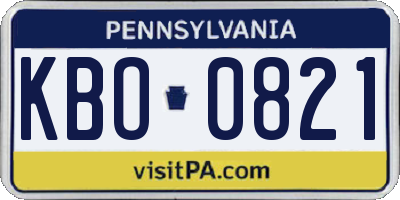 PA license plate KBO0821