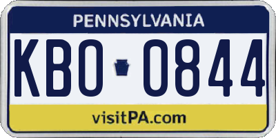 PA license plate KBO0844