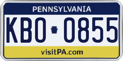 PA license plate KBO0855