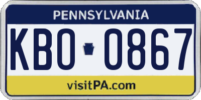 PA license plate KBO0867