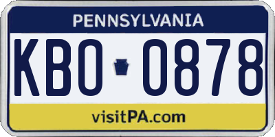 PA license plate KBO0878