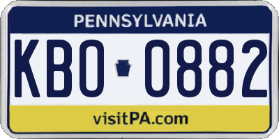 PA license plate KBO0882