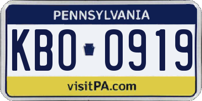 PA license plate KBO0919