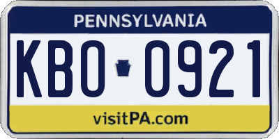PA license plate KBO0921