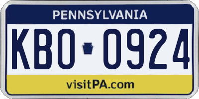 PA license plate KBO0924
