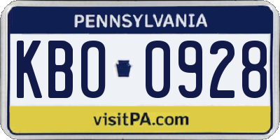 PA license plate KBO0928