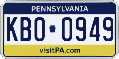 PA license plate KBO0949