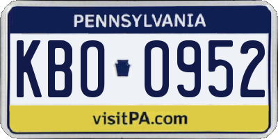 PA license plate KBO0952