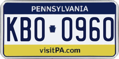 PA license plate KBO0960