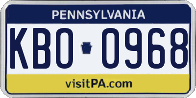 PA license plate KBO0968