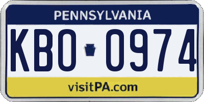 PA license plate KBO0974