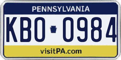 PA license plate KBO0984