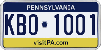 PA license plate KBO1001