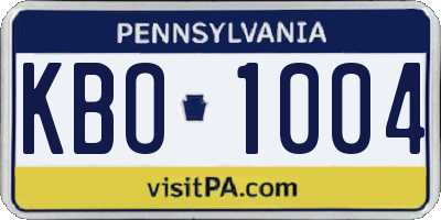 PA license plate KBO1004