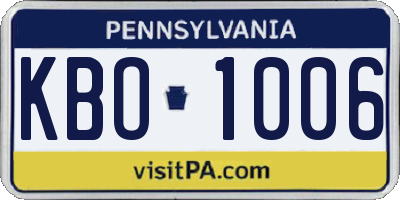 PA license plate KBO1006