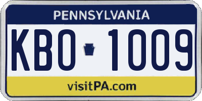 PA license plate KBO1009