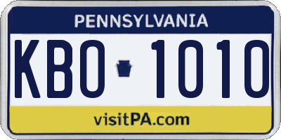 PA license plate KBO1010