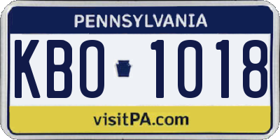 PA license plate KBO1018