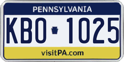 PA license plate KBO1025