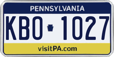 PA license plate KBO1027