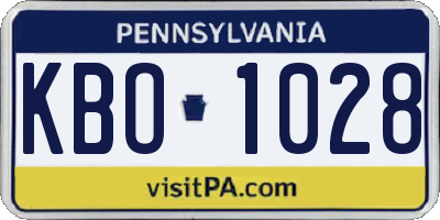 PA license plate KBO1028