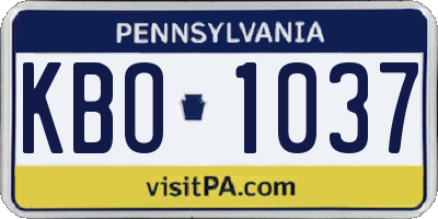 PA license plate KBO1037