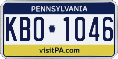 PA license plate KBO1046