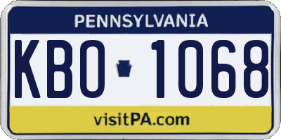 PA license plate KBO1068