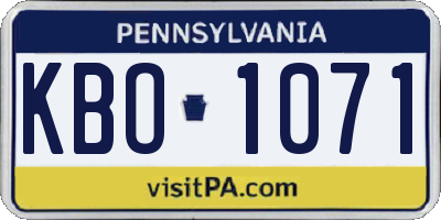 PA license plate KBO1071