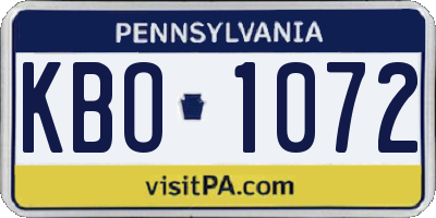 PA license plate KBO1072