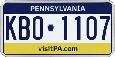 PA license plate KBO1107