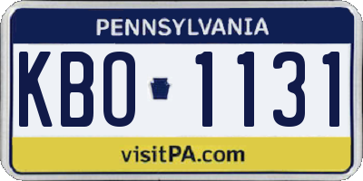PA license plate KBO1131