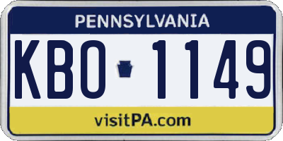 PA license plate KBO1149