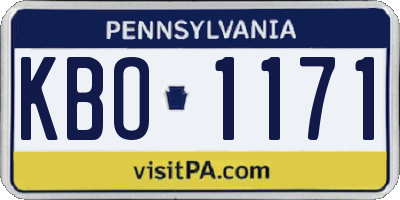 PA license plate KBO1171