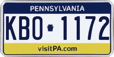 PA license plate KBO1172