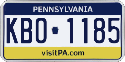 PA license plate KBO1185