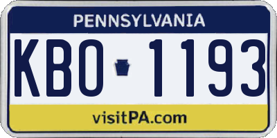 PA license plate KBO1193
