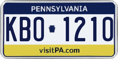 PA license plate KBO1210