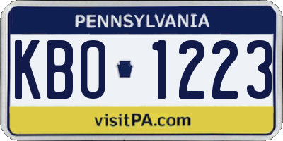 PA license plate KBO1223