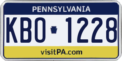 PA license plate KBO1228