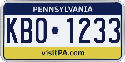 PA license plate KBO1233