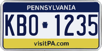 PA license plate KBO1235