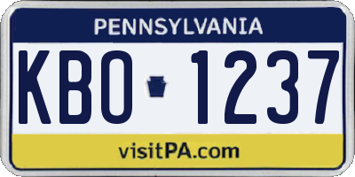 PA license plate KBO1237