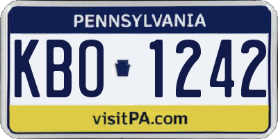 PA license plate KBO1242