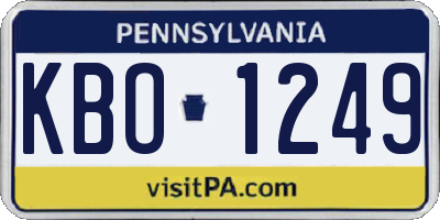 PA license plate KBO1249