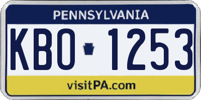 PA license plate KBO1253