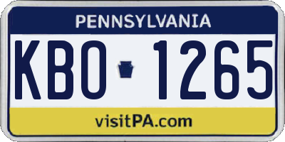 PA license plate KBO1265