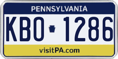 PA license plate KBO1286